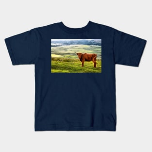 Highland Cow Happy In Scotland Kids T-Shirt